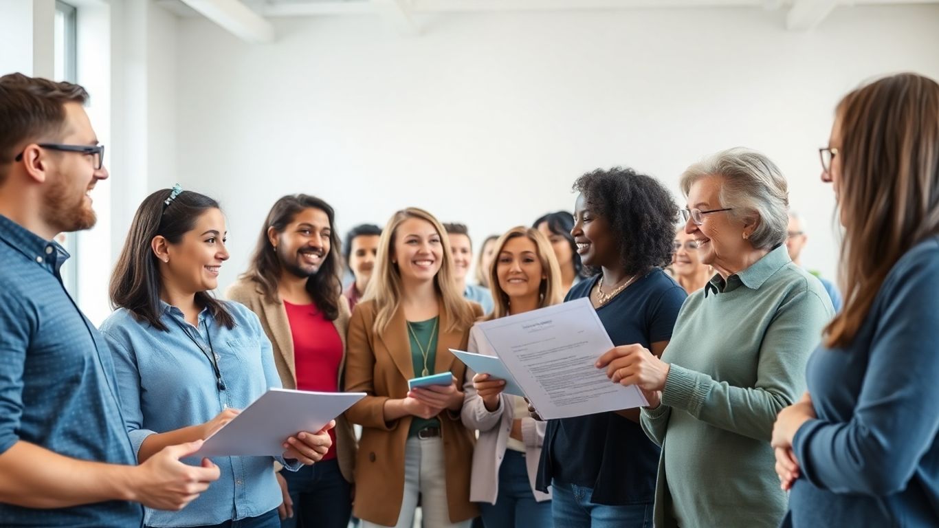 Personnes de différents âges apprenant et collaborant ensemble.