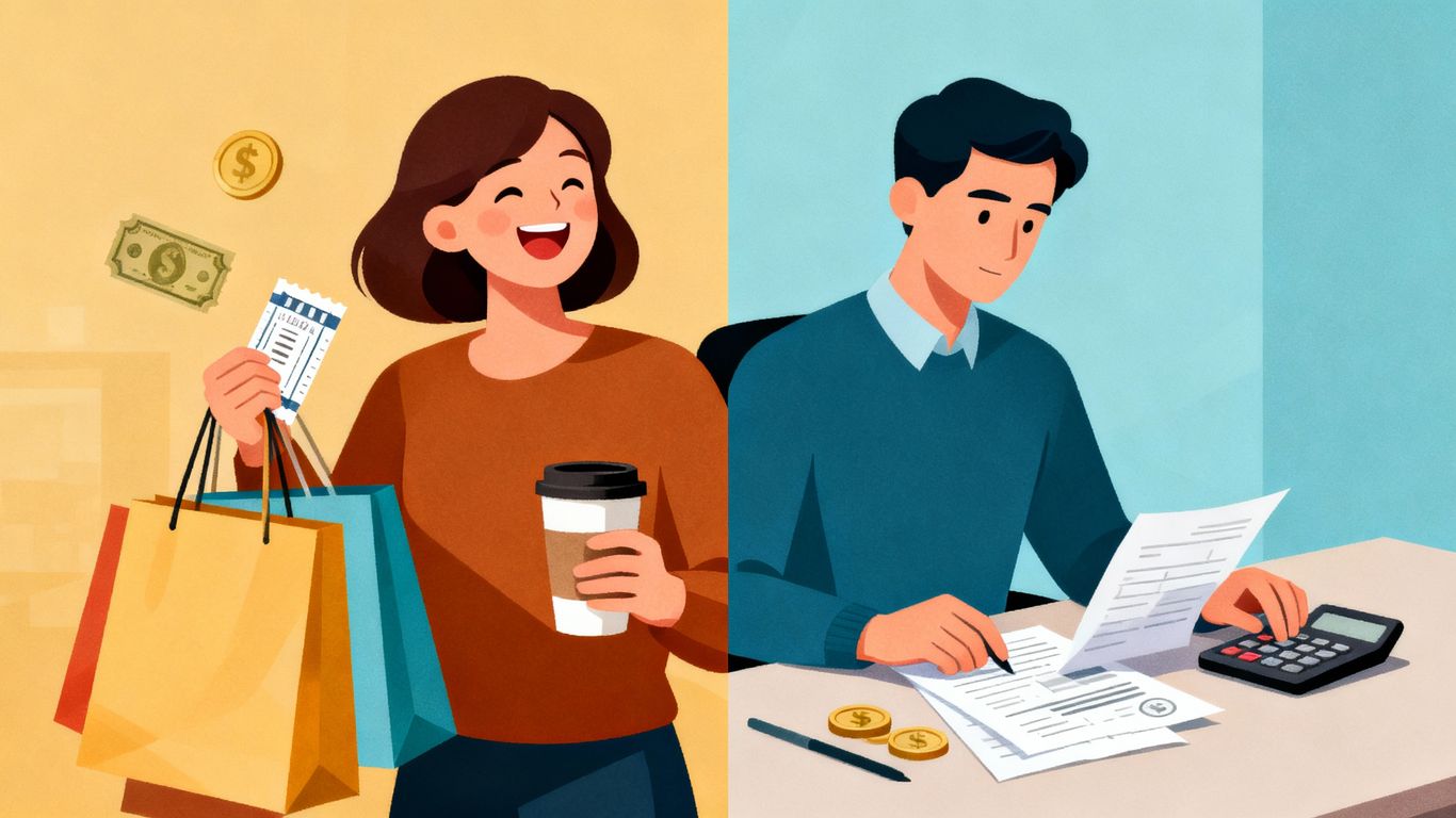 Budgeting rule with spending and saving visual elements.