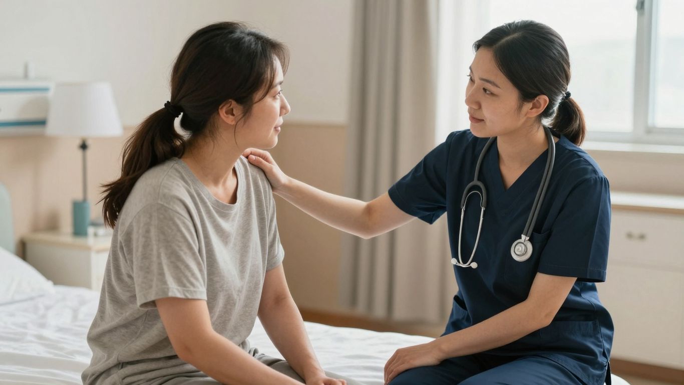 Nurse providing care and support to a patient.