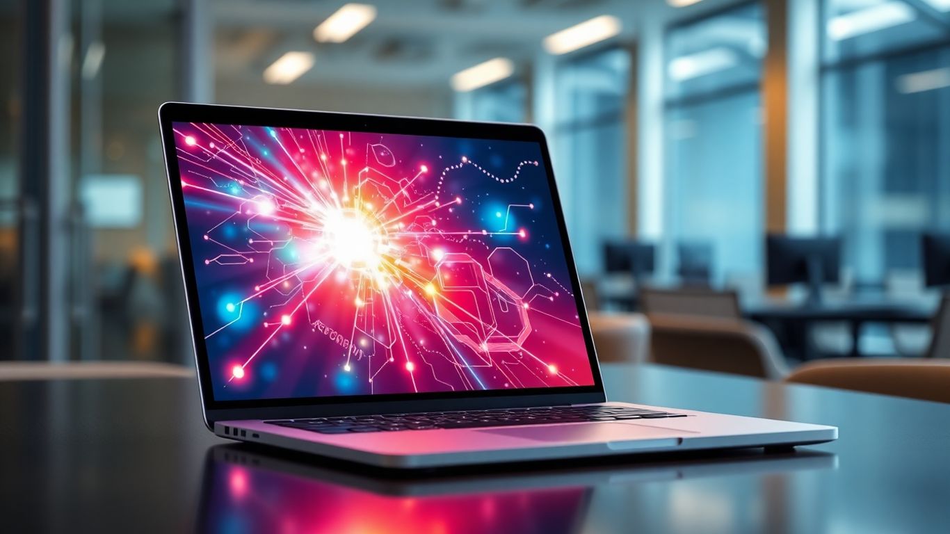 Logo de DeepSeek con fondo abstracto de IA.