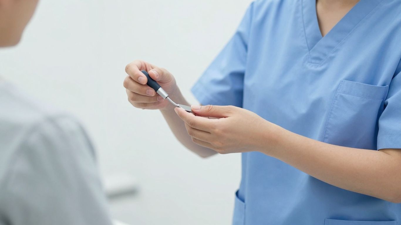 Healthcare worker performing a skill test.