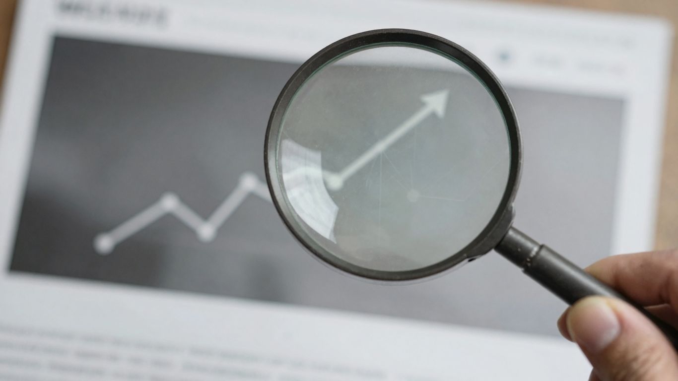 Magnifying glass over website, showing growth