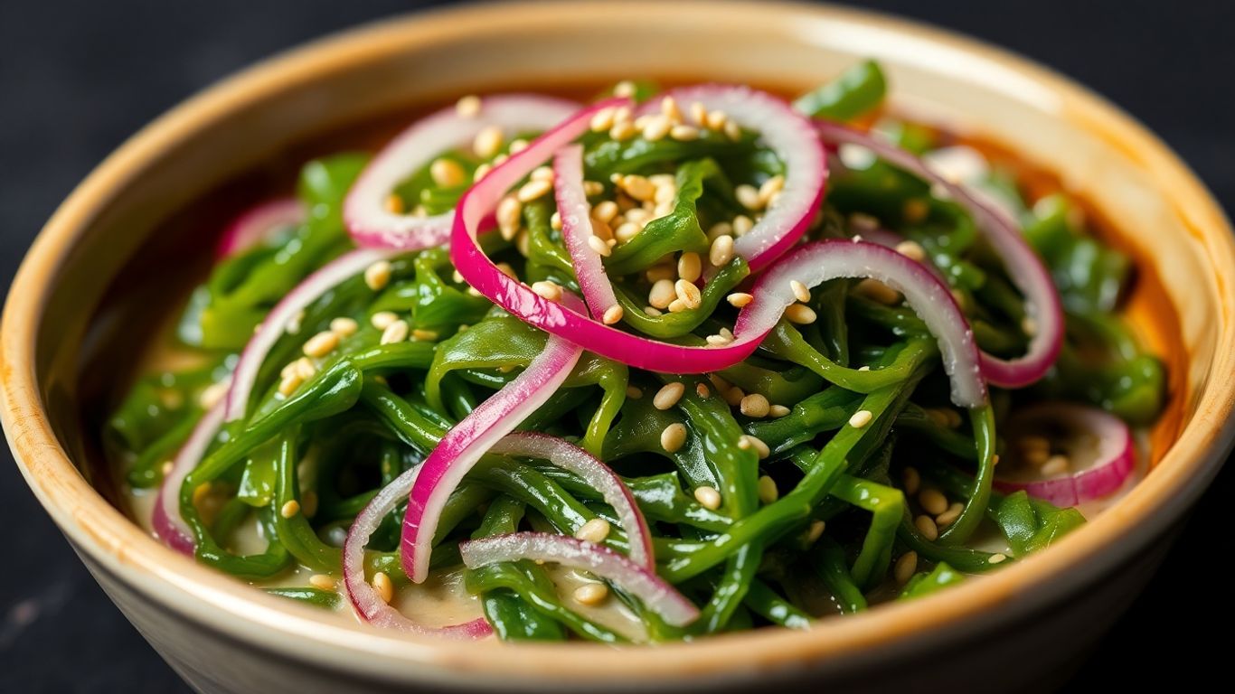 Wakame seaweed salad with creamy dressing.