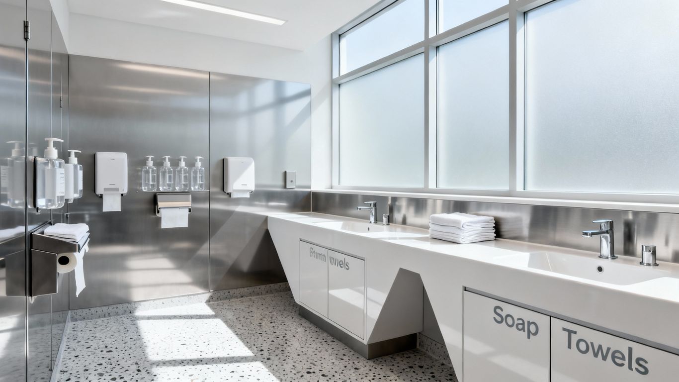 Čistá toaleta s mydlom a papierom