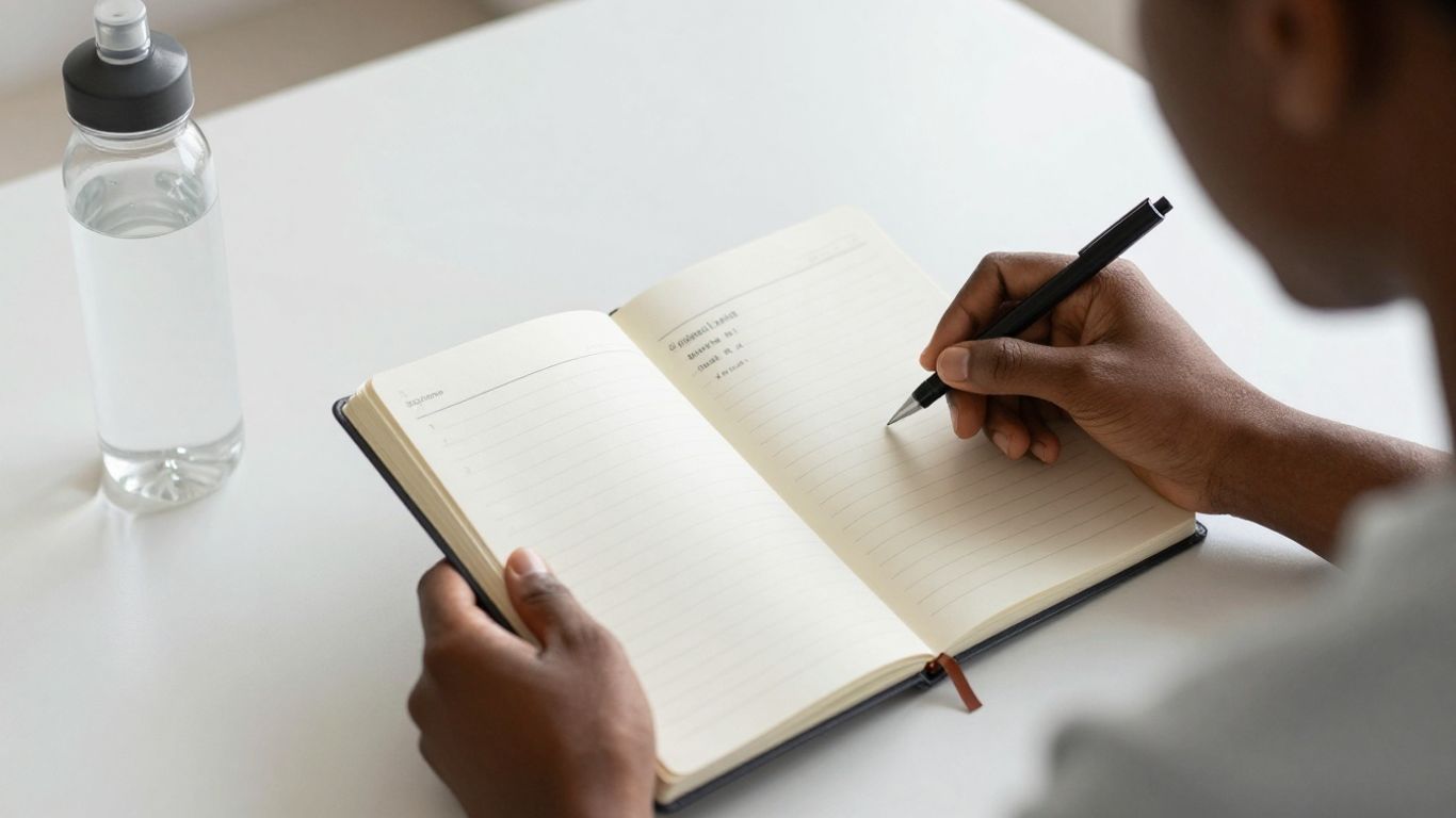 Persoană organizând o rutină zilnică eficientă.