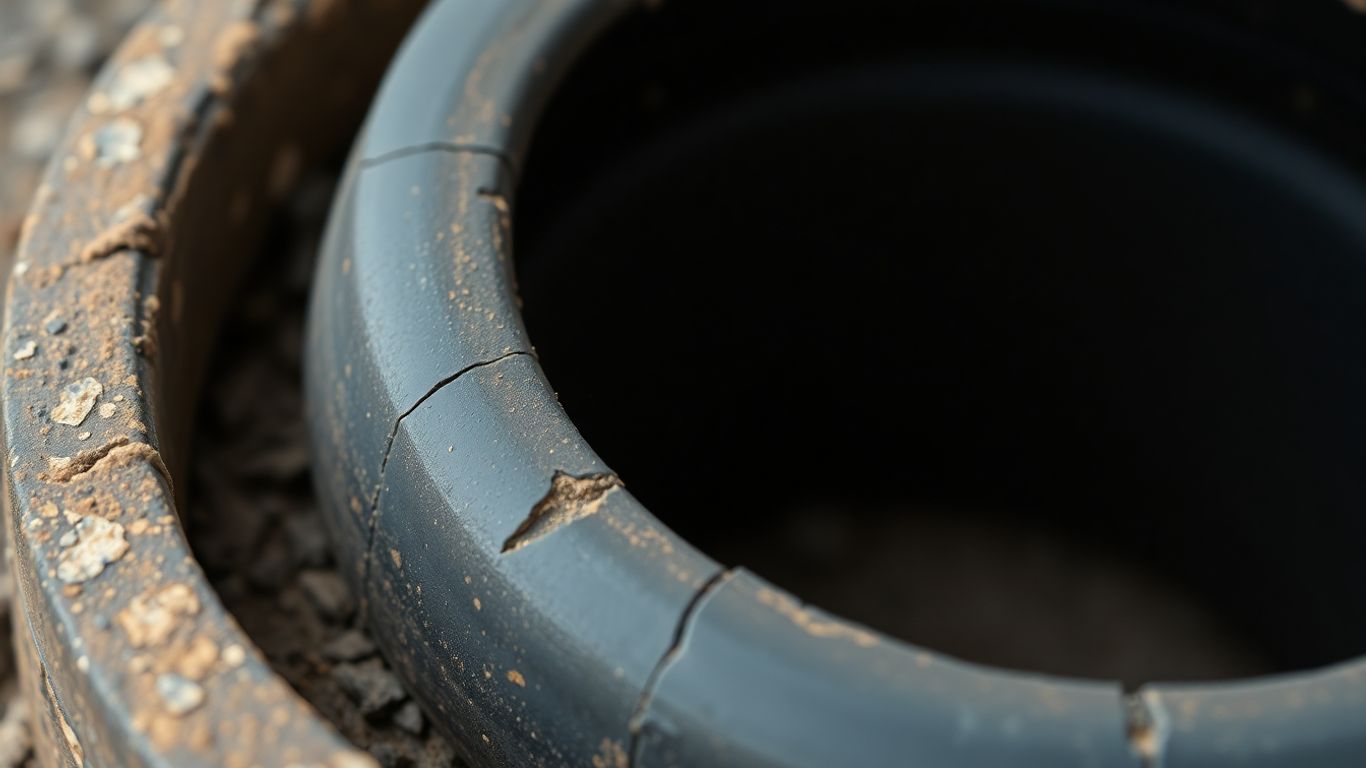 Close-up of a damaged well seal with visible cracks.