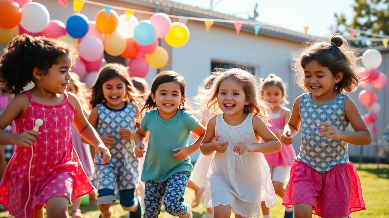 Crianças felizes brincando juntas em um dia ensolarado.