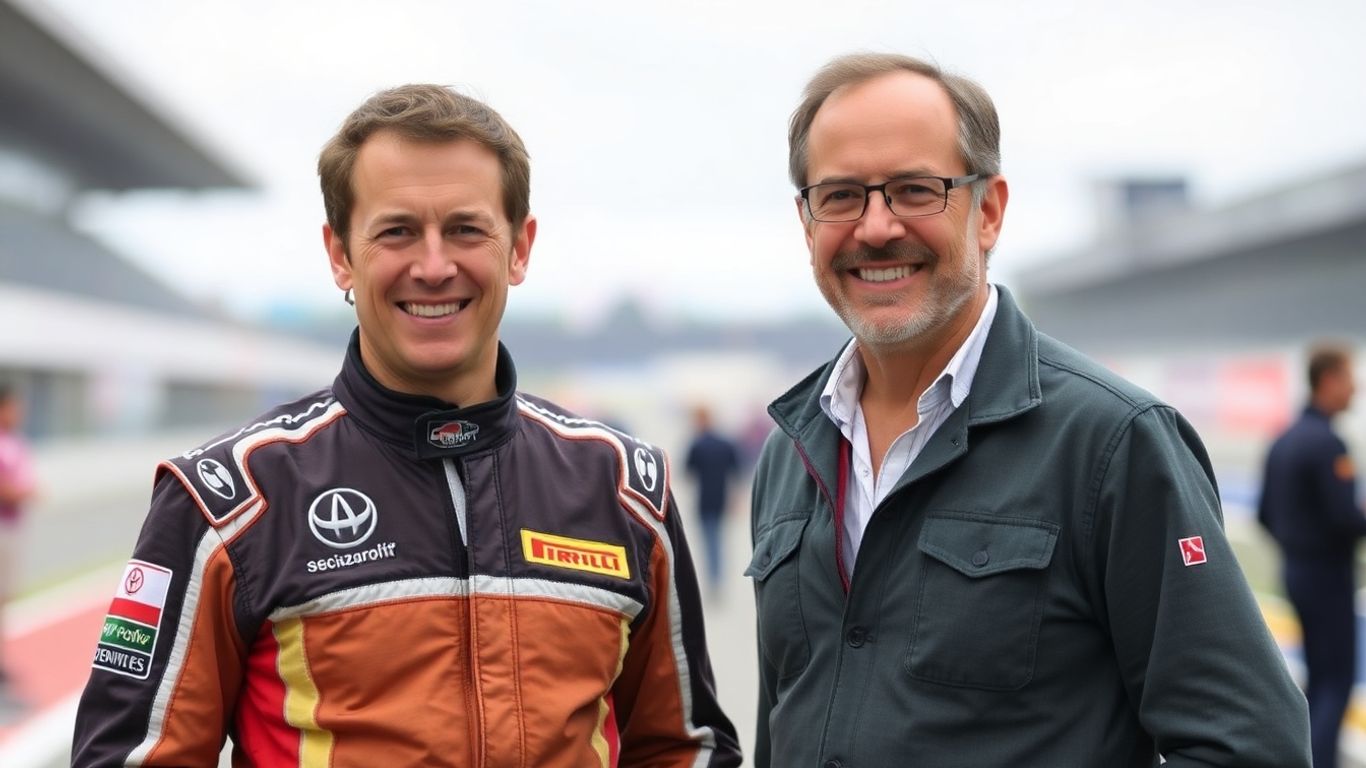 Laurin Heinrich and Henri Pescarolo smiling together.
