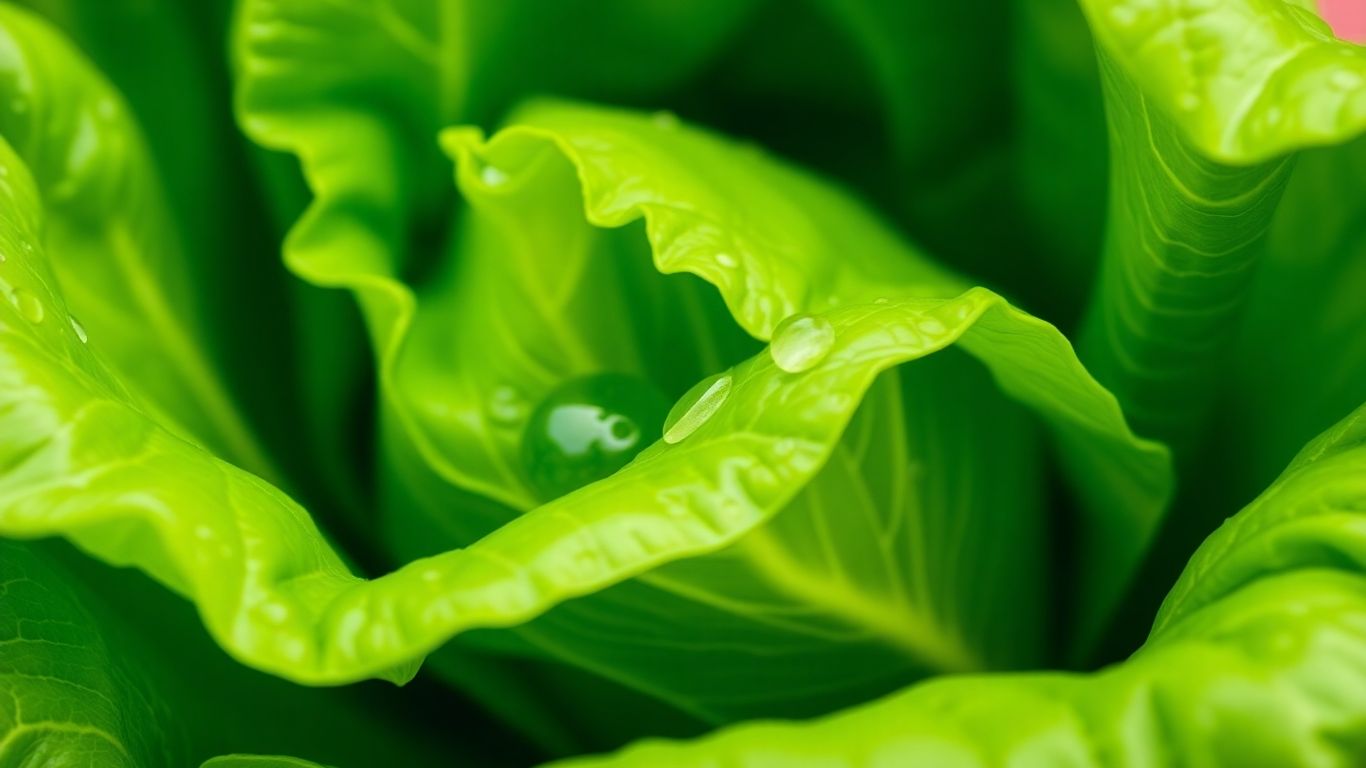 Close-up of a fresh, dewy green lettuce leaf.