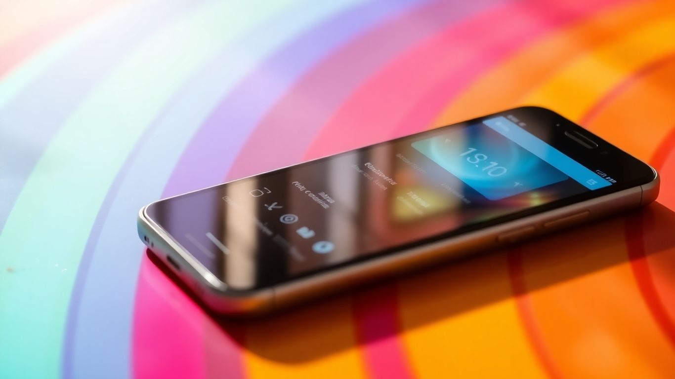 Celular rápido com espaço liberado e fundo colorido.