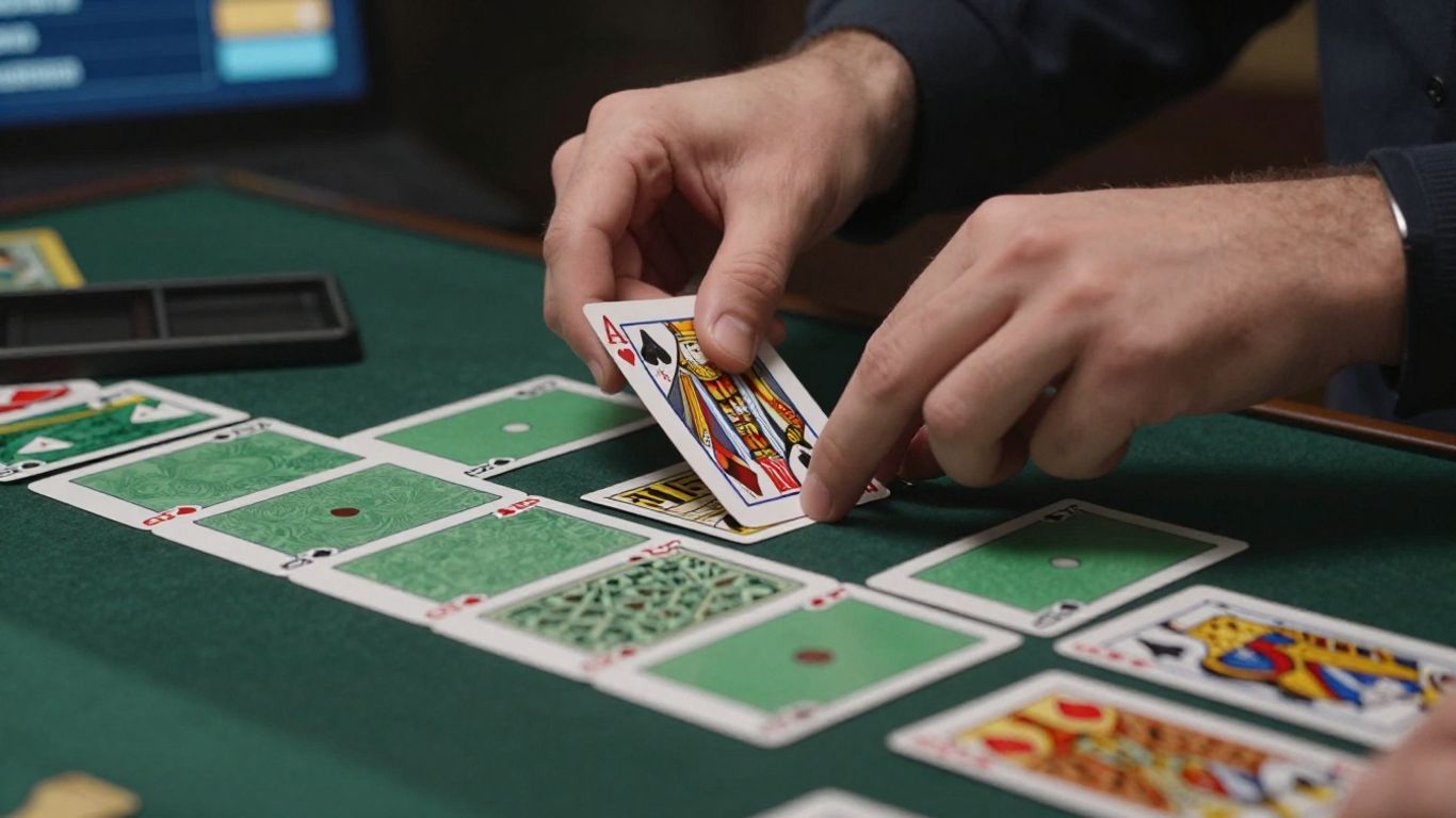 Drawing a card from the Solitaire stockpile in an online game.