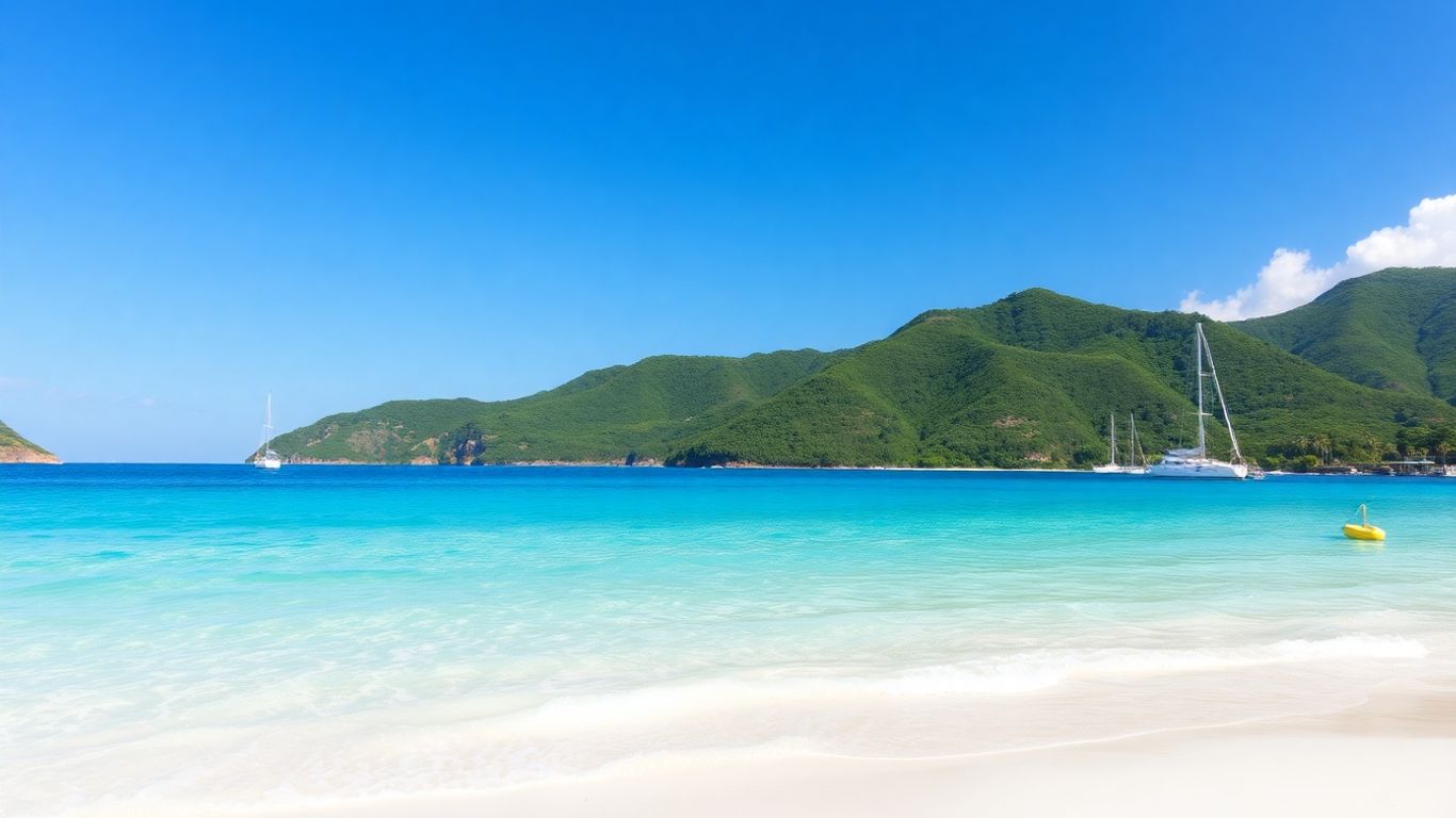 Sailboats anchored in a beautiful BVI bay.