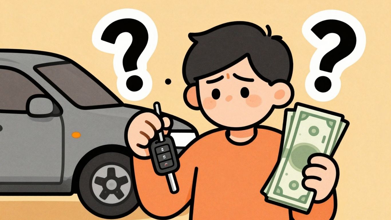Person stressed about trading a financed car.