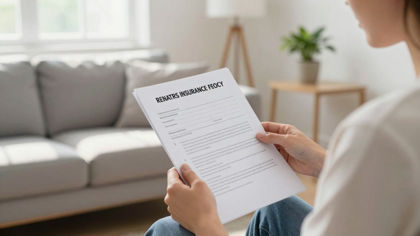 Renters insurance policy document and household items.