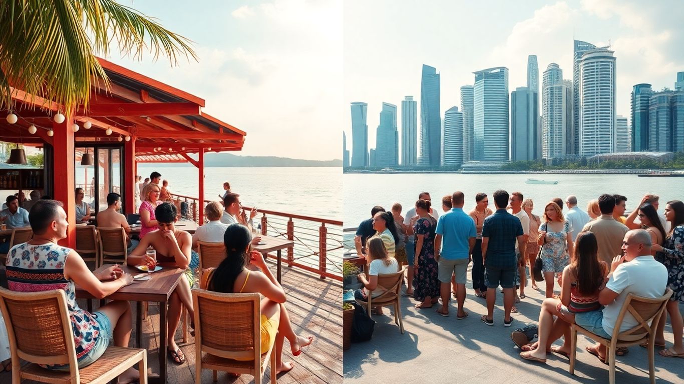 Expats socialising in Phuket and Singapore settings