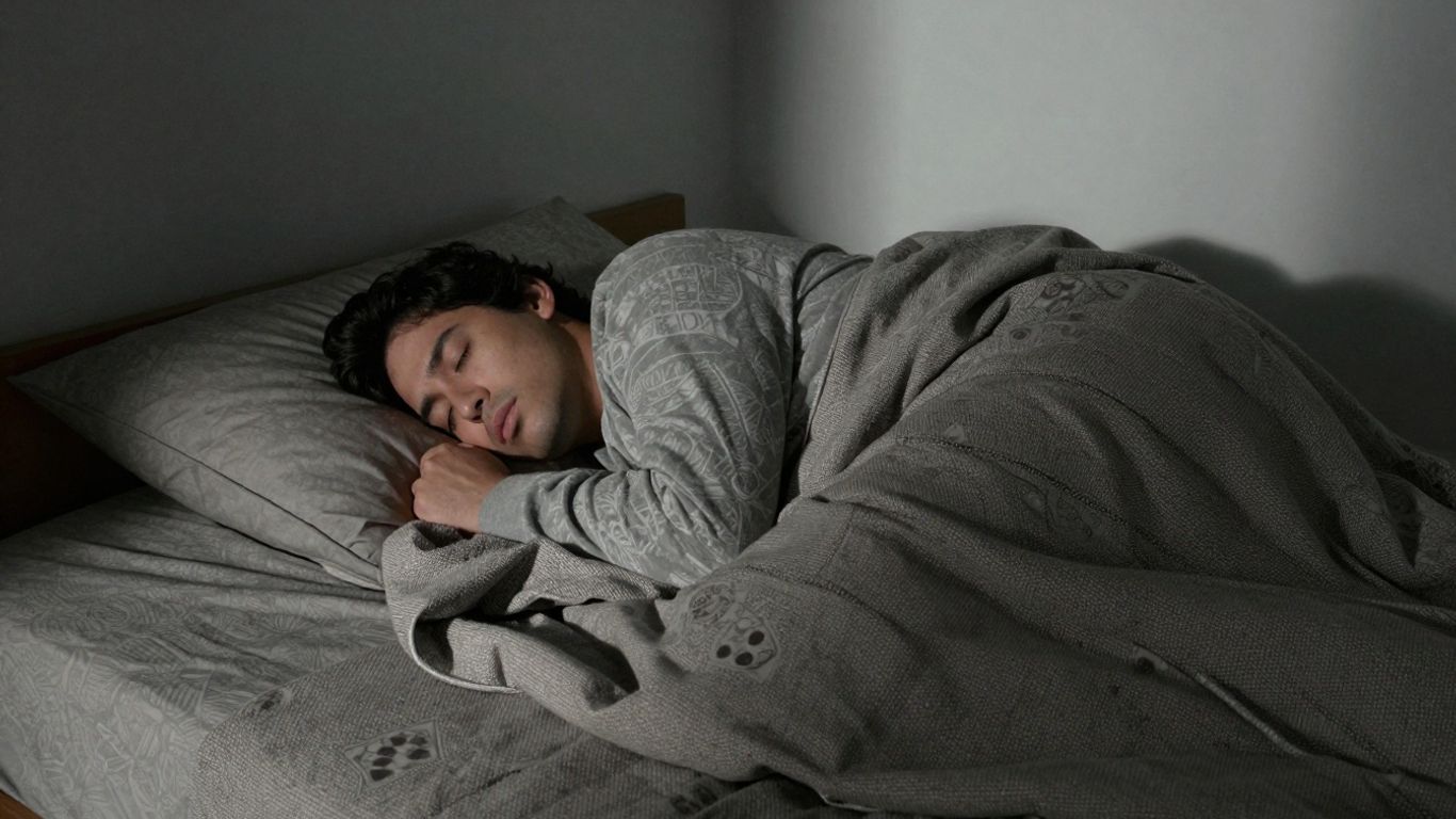 Persoană dormind liniștită într-o cameră confortabilă.