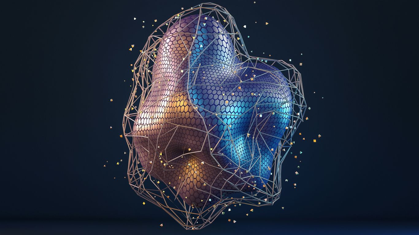 a heart shaped object with a blue background