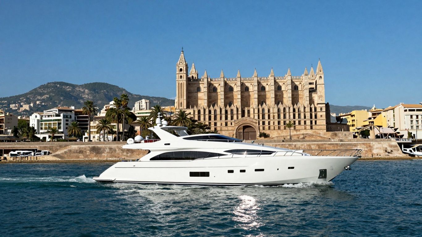 Luxury yacht sailing in Palma, Mallorca waters.