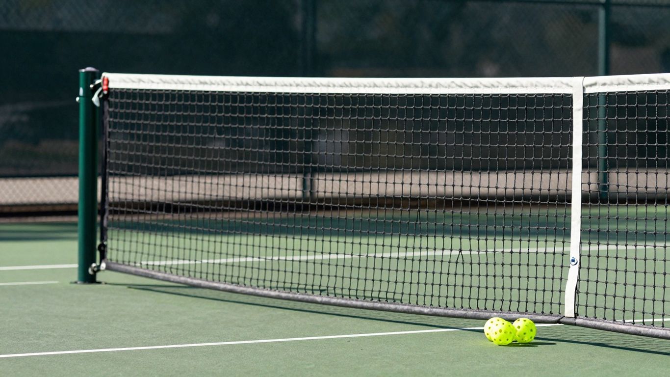 Professional pickleball net on a court