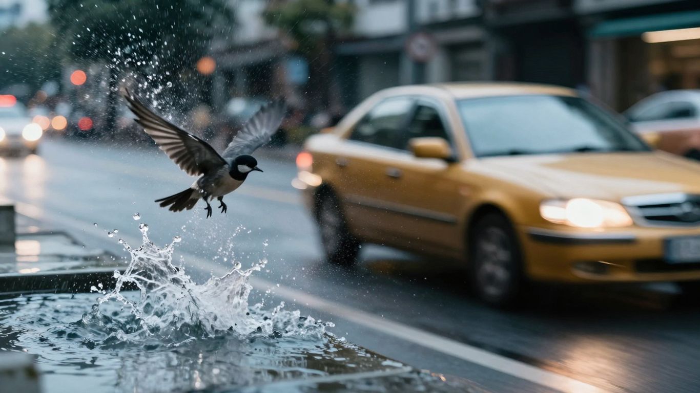 Bevroren beweging en vloeiende vegen door sluitertijd.