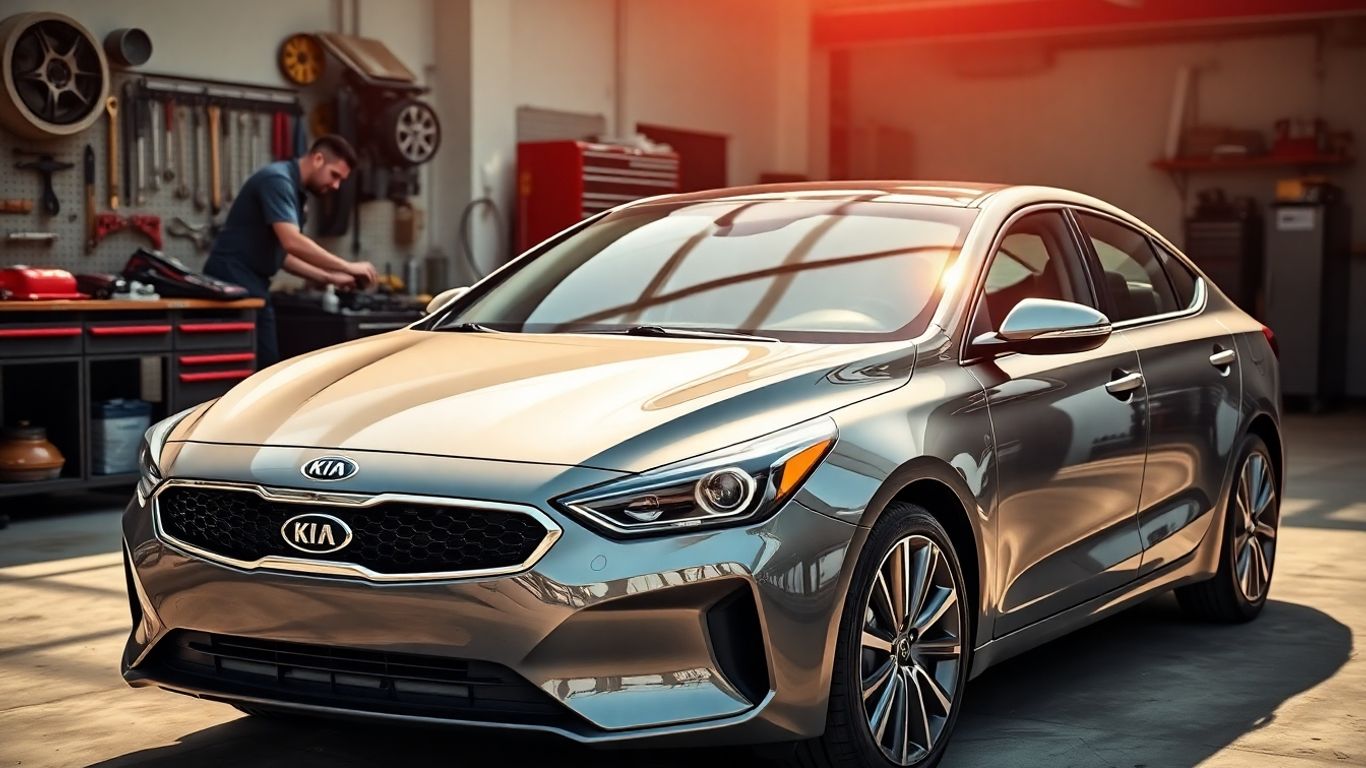 Affordable Kia luxury car repair at a mechanic's shop.