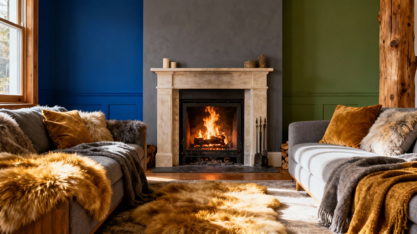 Cozy living room with winter paint colors.