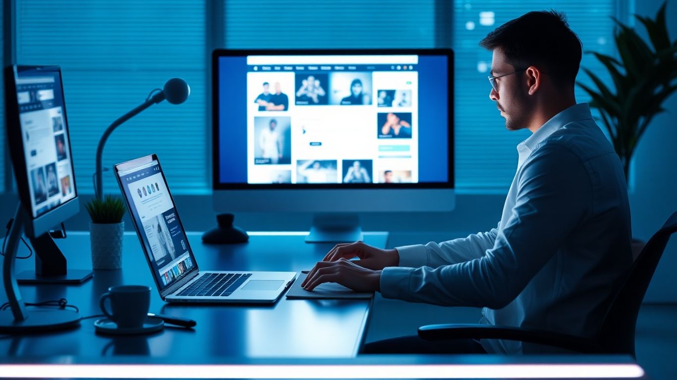 นักการตลาดดิจิทัลทำงานกับคอมพิวเตอร์