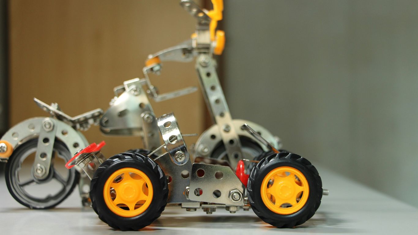 gray and red lego toy