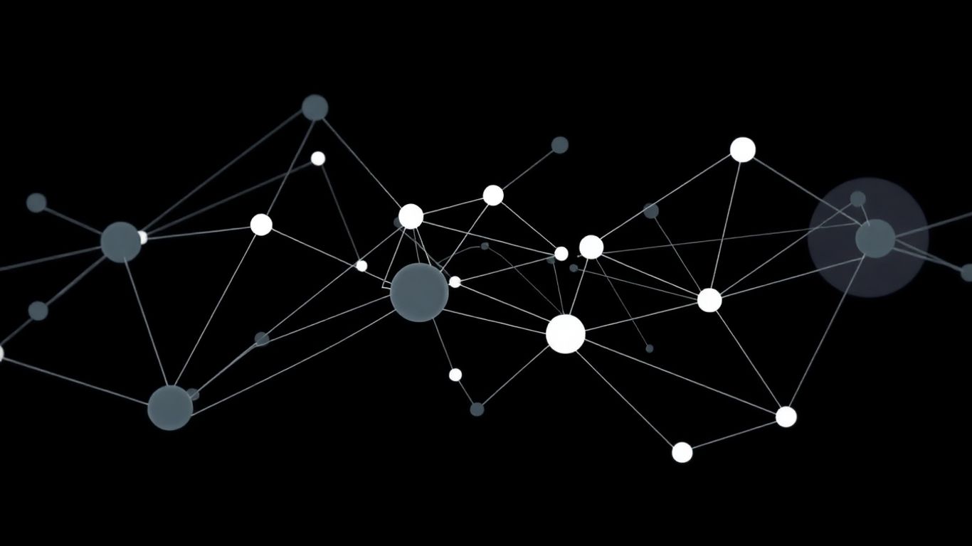Interconnected network of flowing lines and nodes.