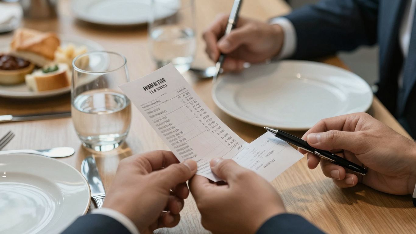 Geschäftsessen mit Beleg und Stift