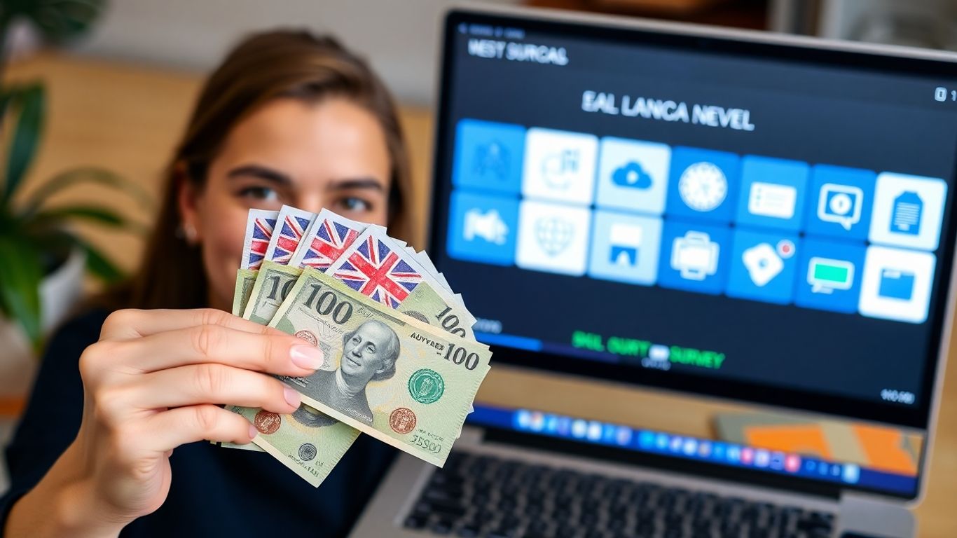 Person earning money with surveys in Australia.