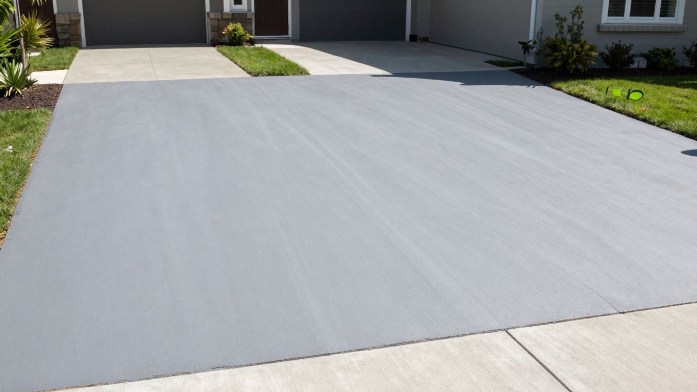 Newly painted driveway with clean lines and neat landscaping.