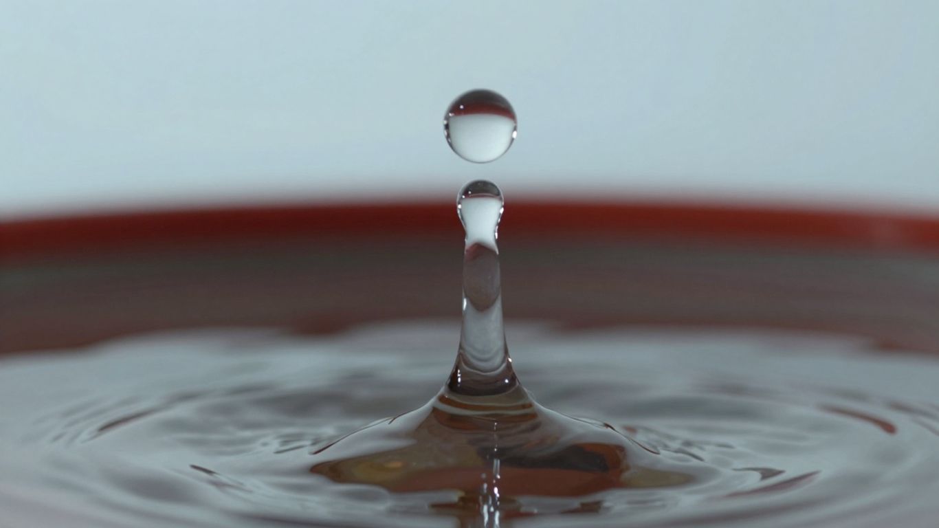 Bevroren waterdruppel in de lucht, snelle sluitertijd fotografie.