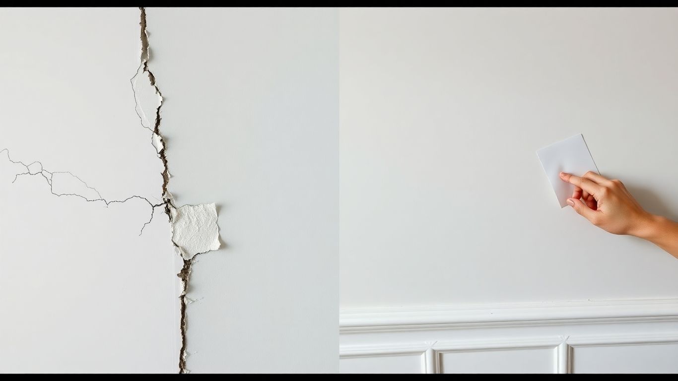 Cracked wall versus smooth, updated wall