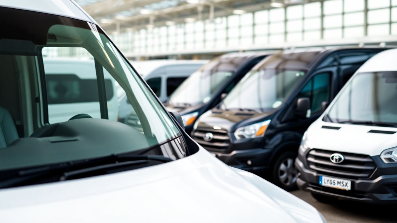 Mini buses parked near Heathrow Airport