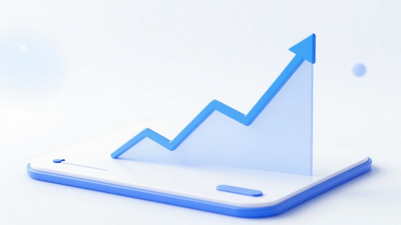 Betterment platform interface with upward financial trend.