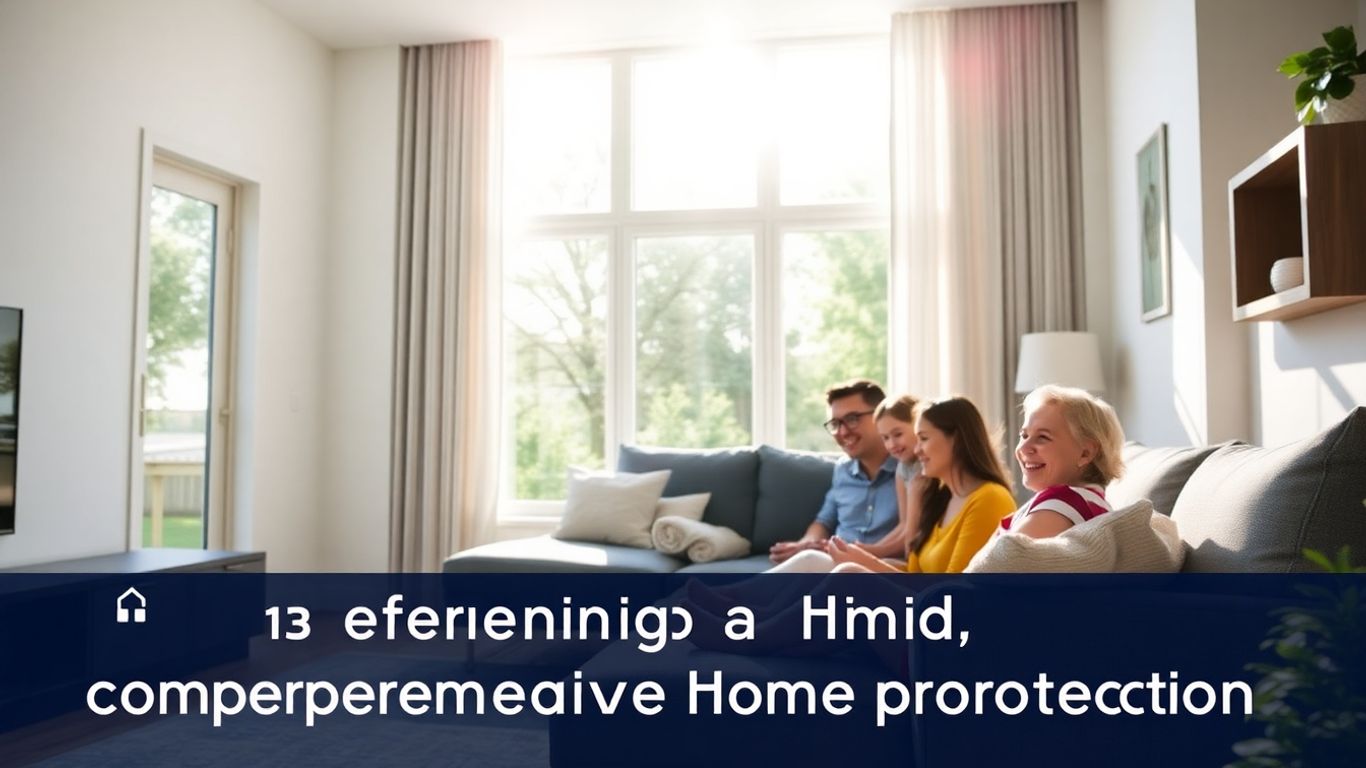 Sala de estar cómoda con familia disfrutando seguridad.