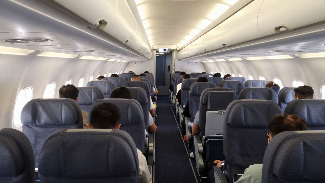 JSX airplane interior with comfortable seating and natural light.