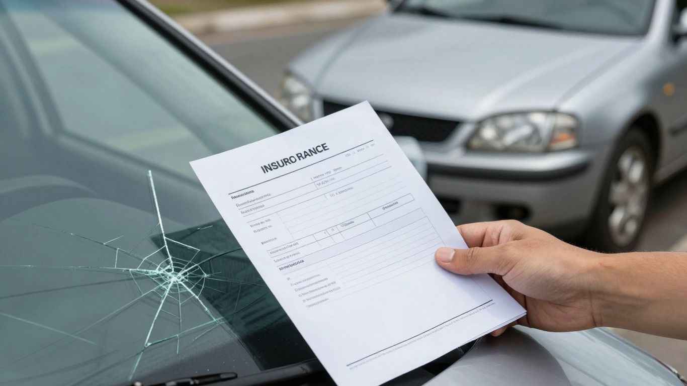 Damaged car and insurance claim form