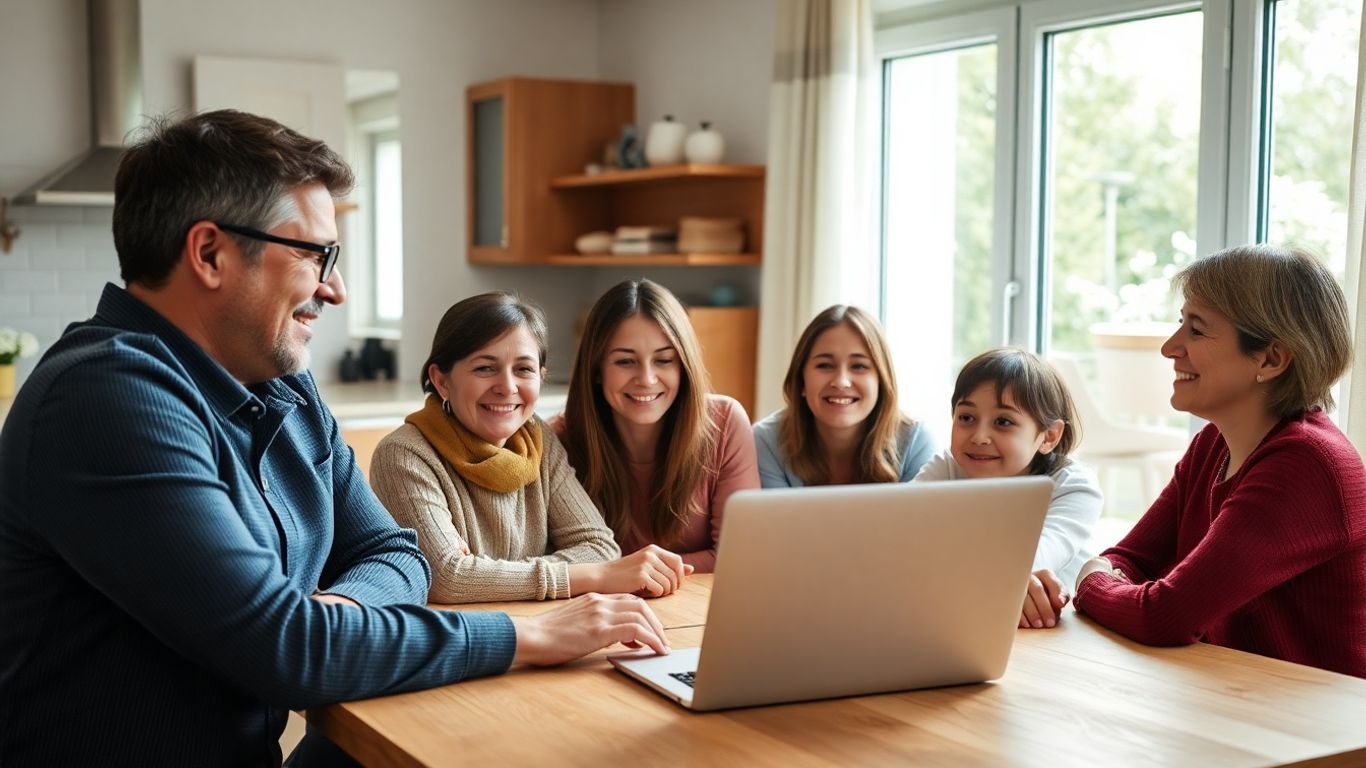 Família portuguesa reunida à mesa em casa em 2025.