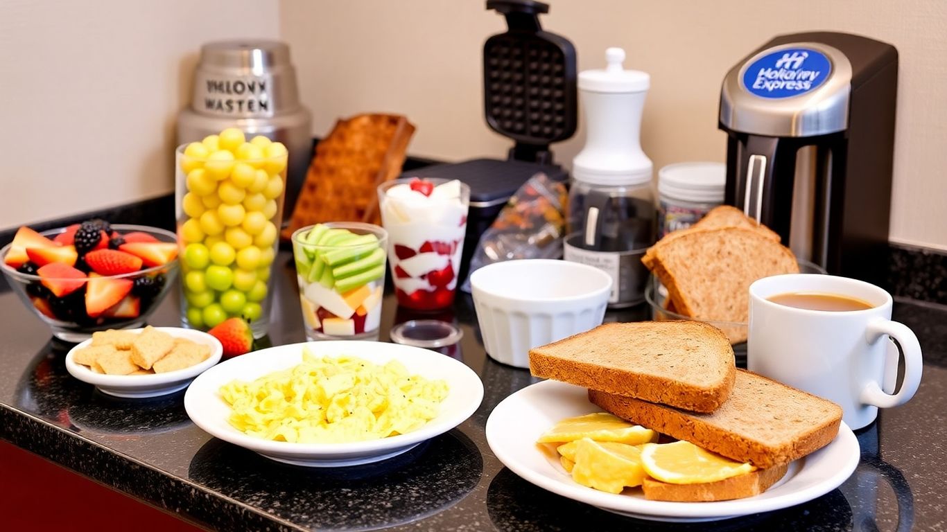 Holiday Inn Express breakfast spread with healthy options.