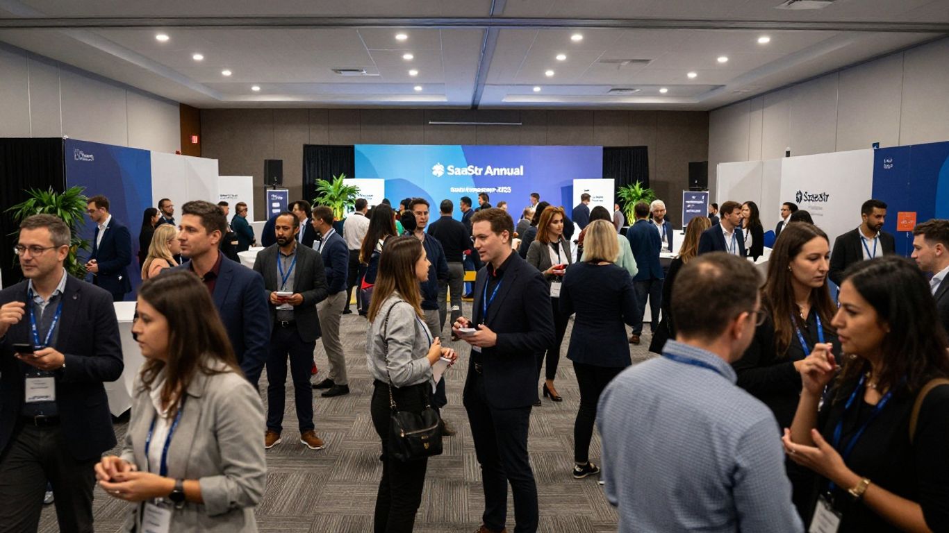 SaaStr Annual 2025 event attendees networking and engaging.
