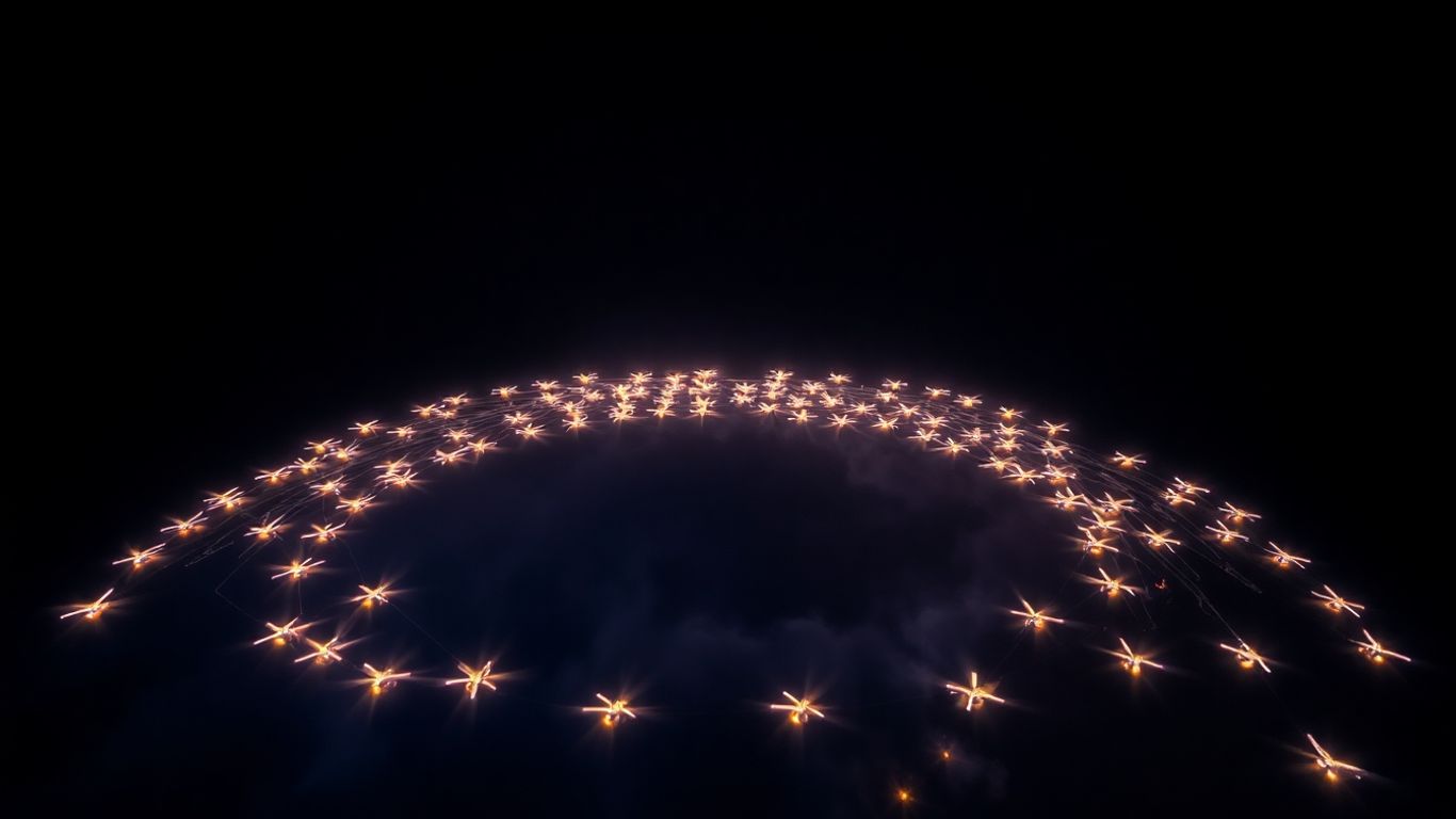 Drone show over Indonesia at night