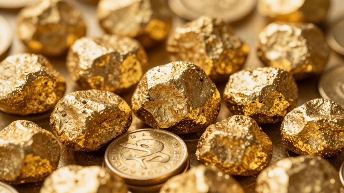 闪闪发光的金条和金币，一件历史瑰宝。