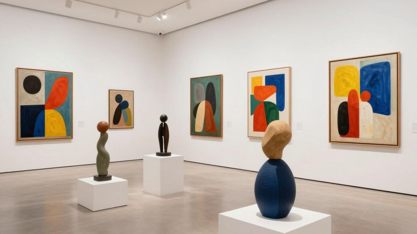 Moderne Kunstwerke in einer Galerie