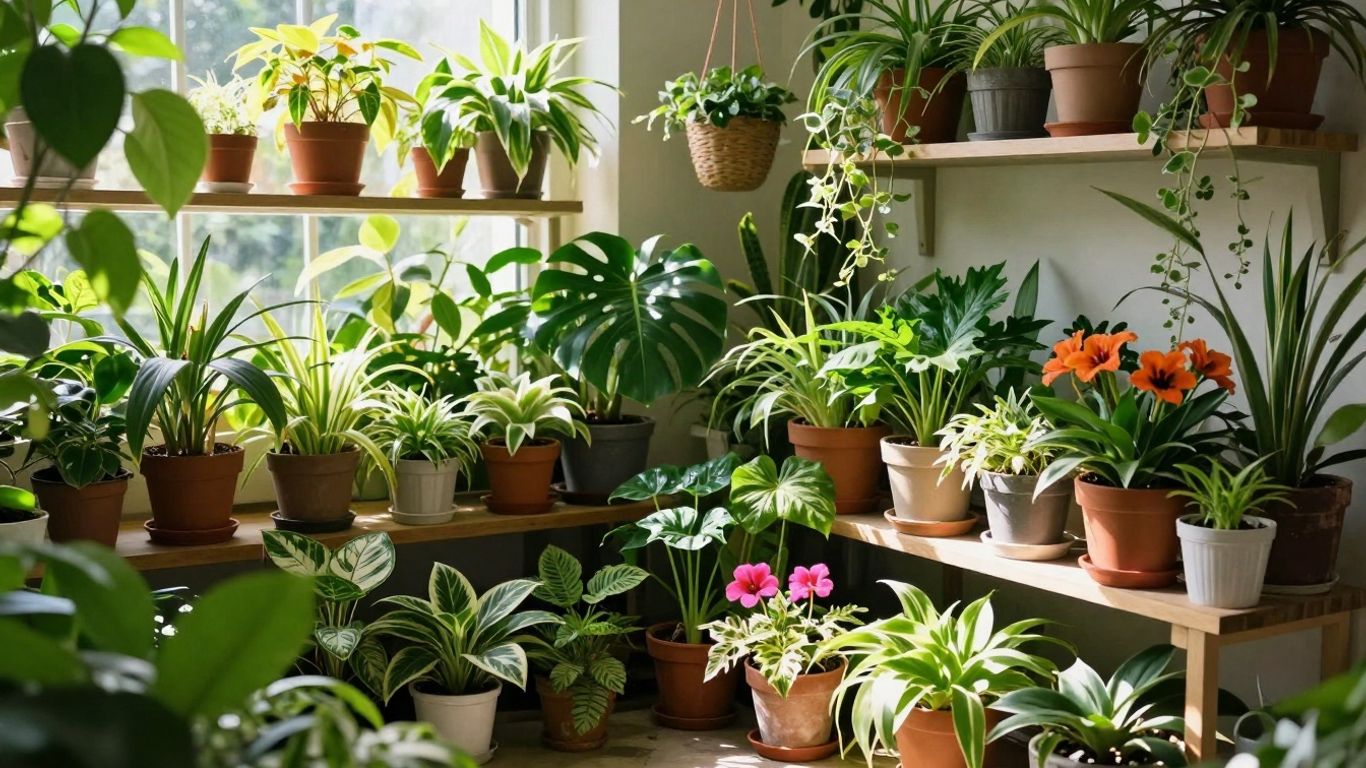 Viele Pflanzen auf kleinem Raum angeordnet