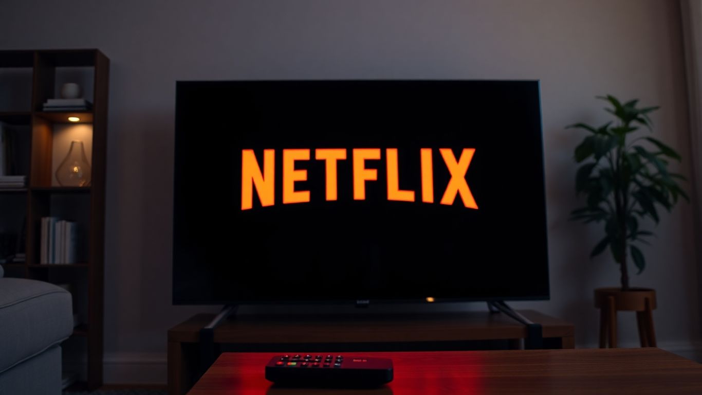 Logo da Netflix em uma TV moderna.