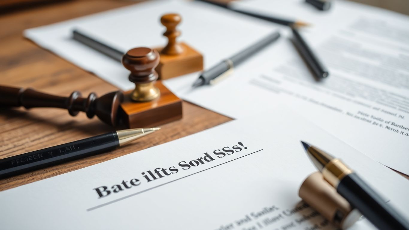 Documente legale și pixuri pe un birou