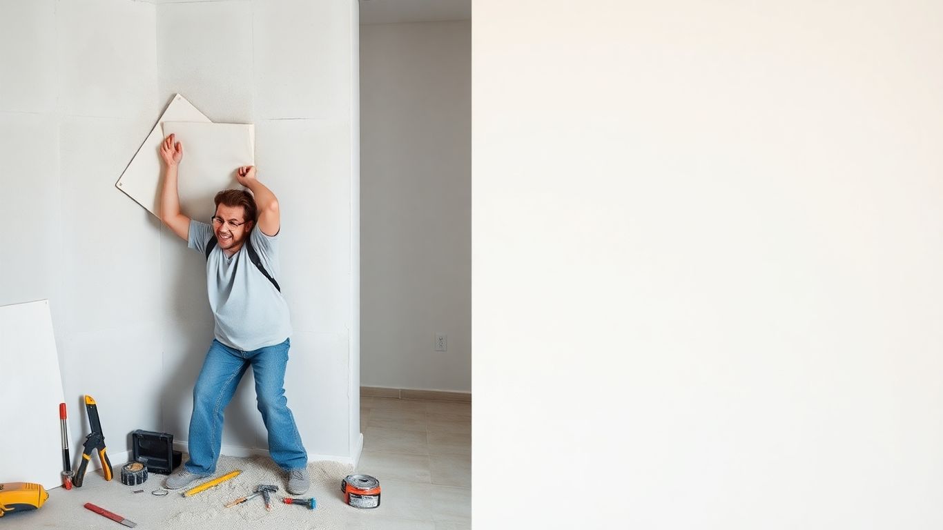 Homeowner choosing between drywall installation and replacement.