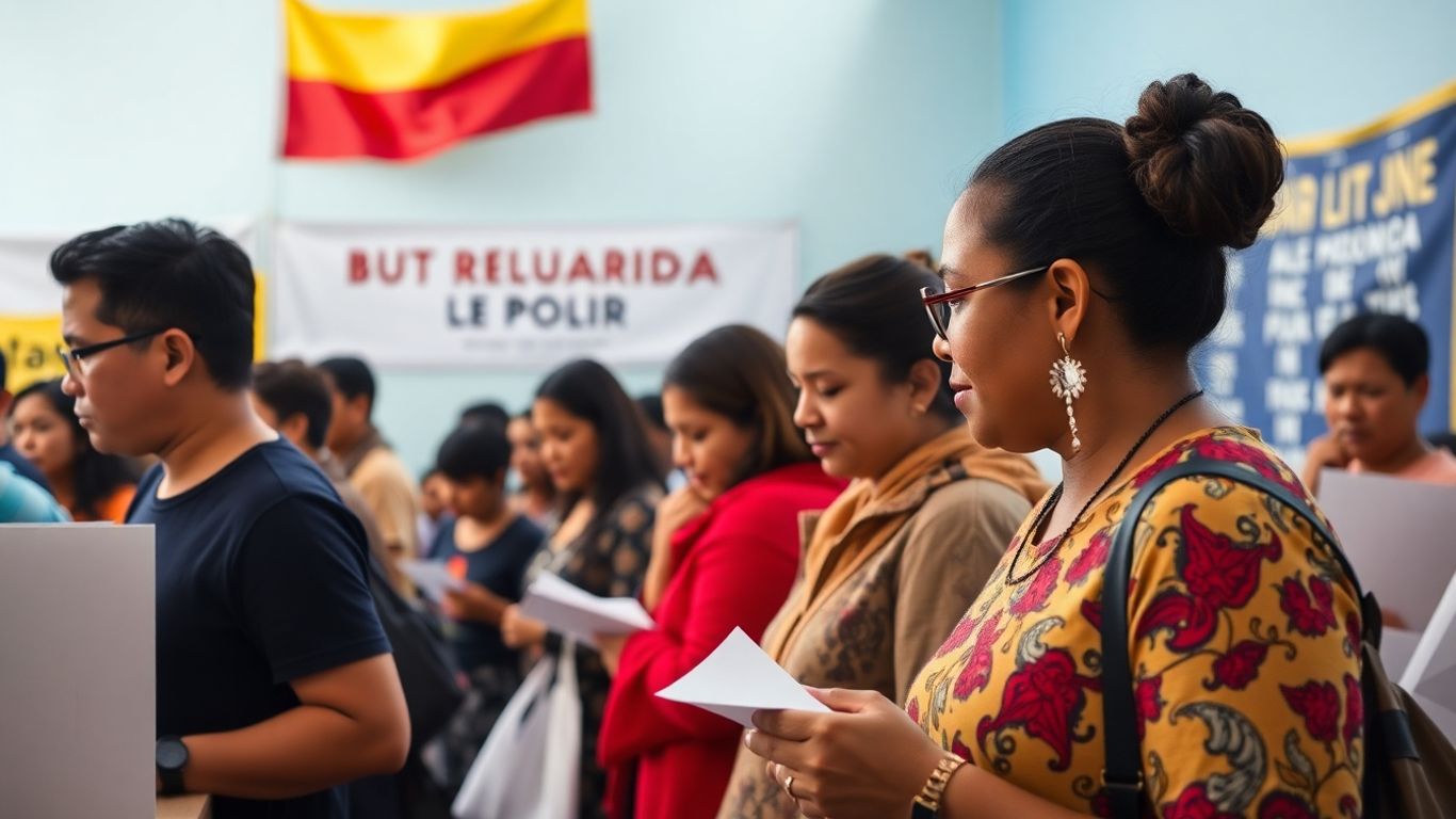 Ecuadorian voters participate in a national referendum.